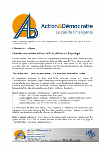 Lettre d’information septembre 2025